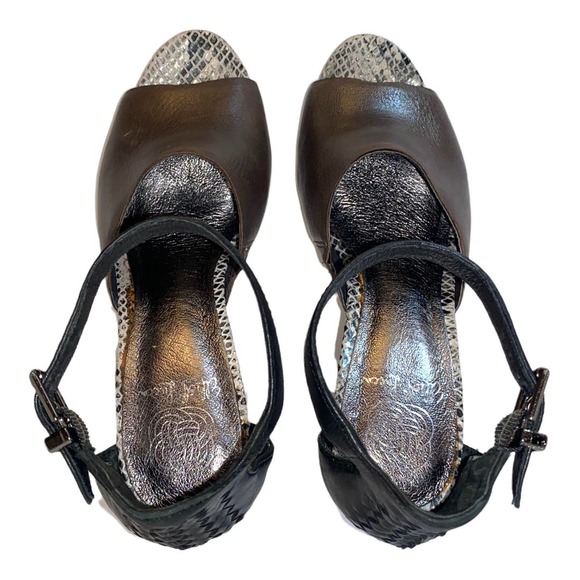 Elliott Lucca Bellina Snake-Print Braided Leather Pumps in Mineral Exotic sz 7 - Picture 7 of 13